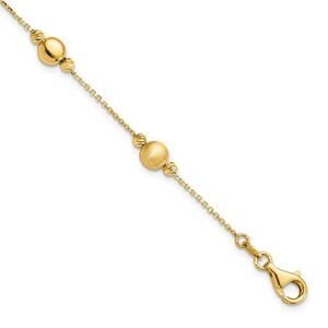 Multi Finish 6mm Bead Station Bracelet in 14k Yellow Gold, 7.5 Inch